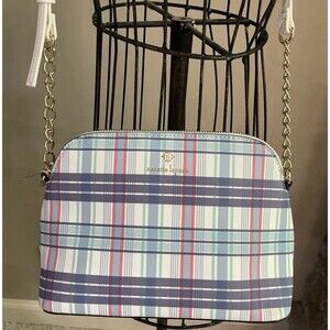 Nanette Lenore Pastel Multi Plaid Dome Crossbody Handbag Purse NEW